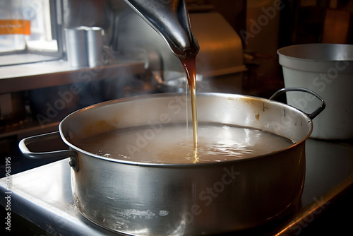 cooking making pan food pot boiling sauce stove preparation cook. Generative AI.