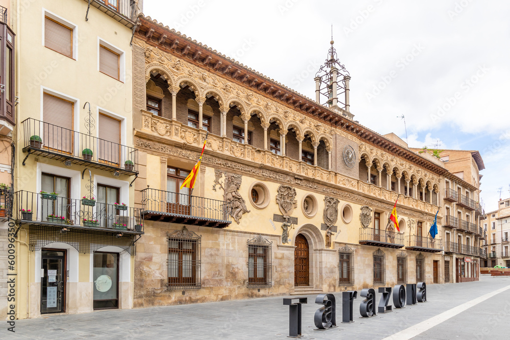 facade of the town hall in the historic center of the city of Tarazona in the province of Zaragoza, Spain