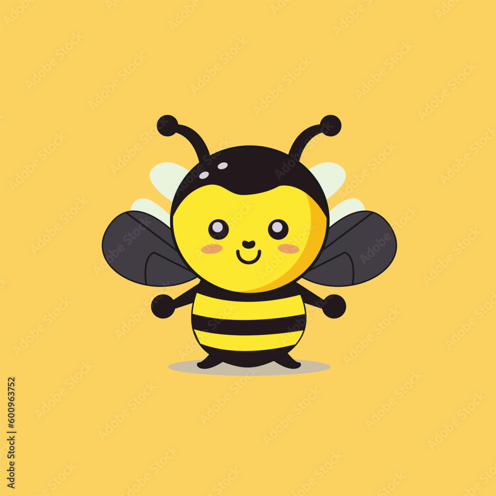Obraz premium A cartoon character with a yellow background, a bee with a black and yellow face.
