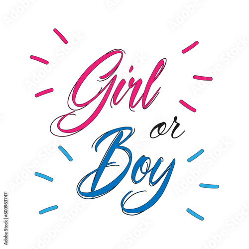 Girl or boy . Gender reveal party card, banner vector element design
