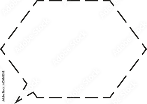 六角形吹き出し　破線　白塗り
