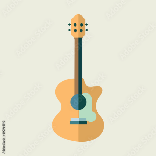 A guitar on a white background with the word guitar on it.