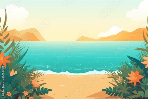 Summer Background Illustration  A Beautiful Beach Scene Created with Generative AI