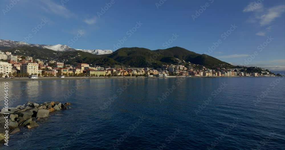 Aerial panoramic view of charming Varazze waterfront town in Italy Aerial panoramic view of charming Varazze waterfront town in Italy