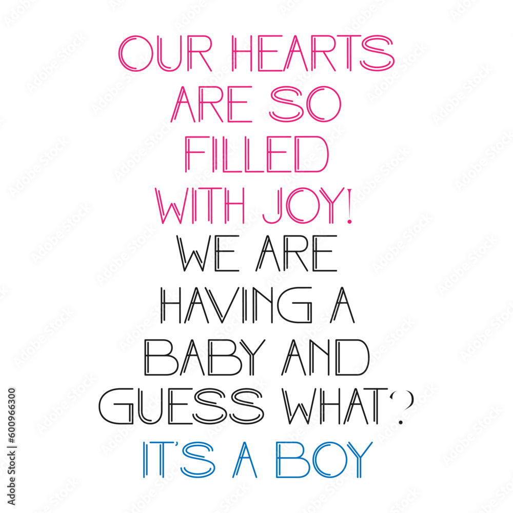 It's a boy. Baby shower party card, banner vector element design