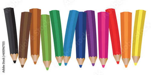 colored pencil collection. isolated  illustration colorful pencils. colored pencil background
