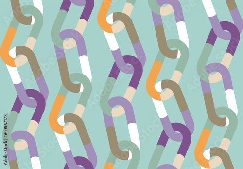 Abstract Trendy Chains Seamless Vector Pattern Doodle Style Chic Colors Perfect for Allover Fabric Print or Wrapping Paper