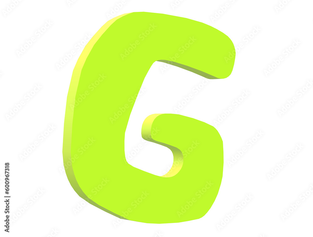 Lime green 3D letter G, three-dimensional model English letters, decorative letters Lime green 3D letter G, three-dimensional model English letters, decorative letters
