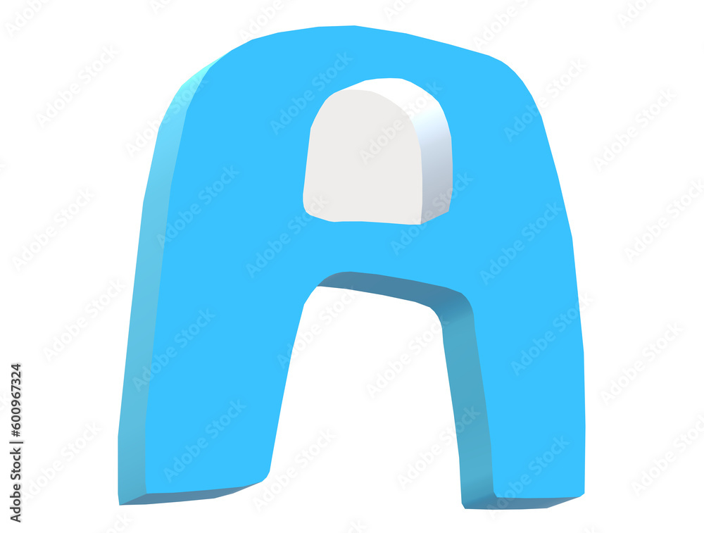 Light blue 3D letter A, three-dimensional model English letters, decorative letters Light blue 3D letter A, three-dimensional model English letters, decorative letters