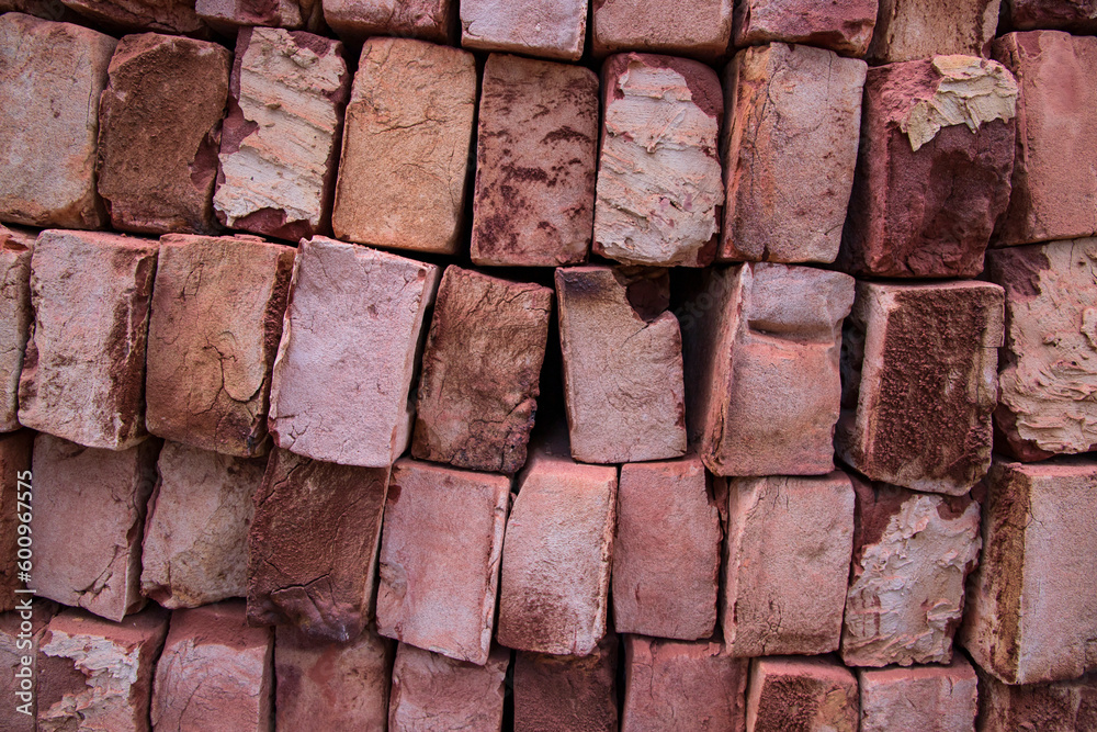 Fototapeta premium Building Construction Material brick blocks for industrial abstract pattern Texture background wallpaper