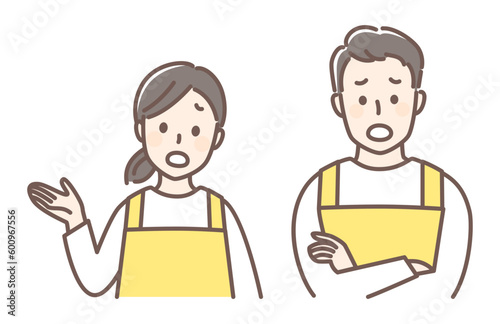 illustration of people wearing apron