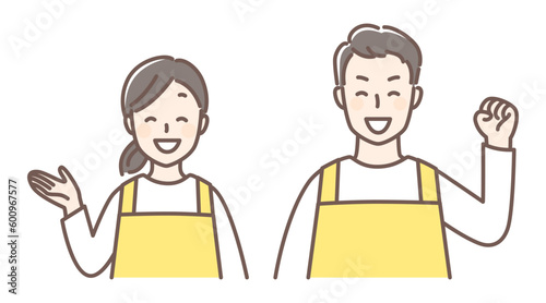 illustration of people wearing apron