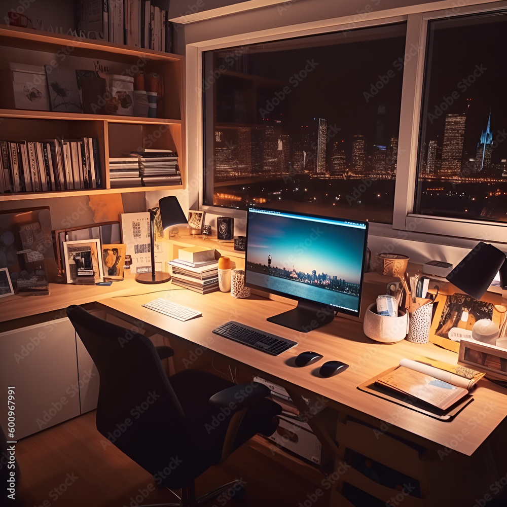 Home office desk with computer Home office desk with computer