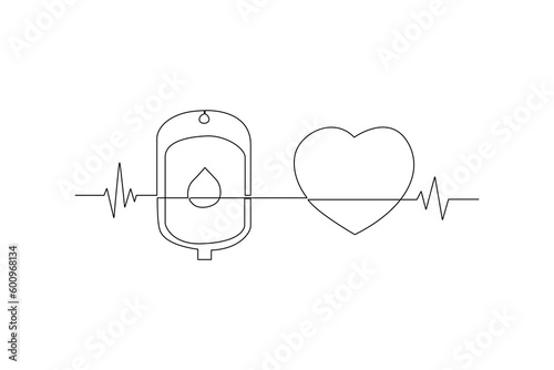 Continuous one line drawing World blood day concept. Single line draw design vector graphic illustration.