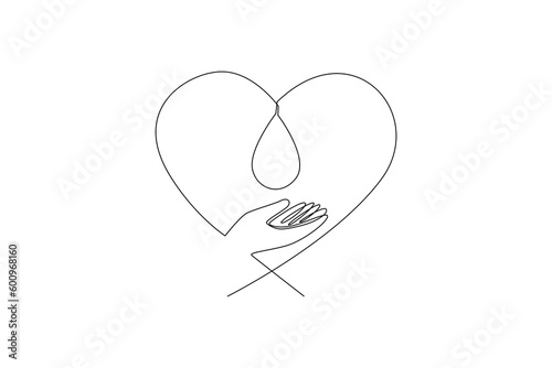 Continuous one line drawing World blood day concept. Single line draw design vector graphic illustration.