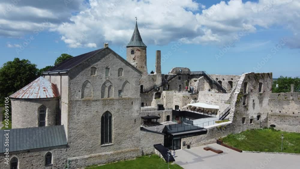 Aerial view of old castle in Haapsalu town in Estonia Aerial view of old castle in Haapsalu town in Estonia
