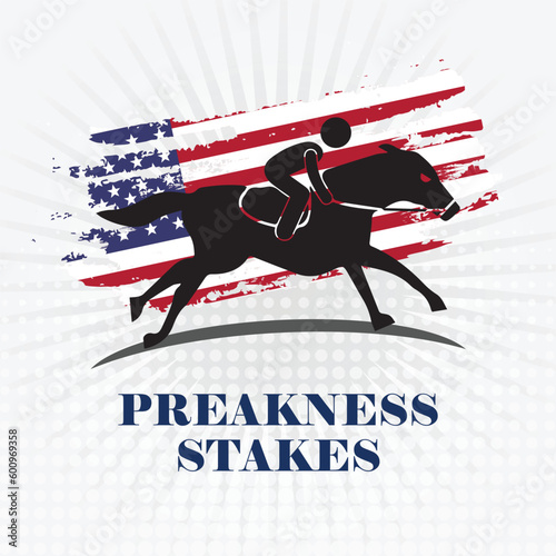 Preakness Stakes Horse Racing vector, icon, illustration concept. The Preakness Stakes is traditionally held on the third Saturday in May.