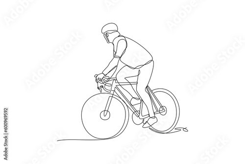 Single one line drawing World Bicycle Day on June 3. World bicycle day concept. Continuous line draw design graphic vector illustration.