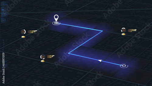 Gps map navigation to own house. City top view. View from above the map buildings. Detailed view of city. Decorative graphic tourist map. Abstract transportation background. Vector, illustration.