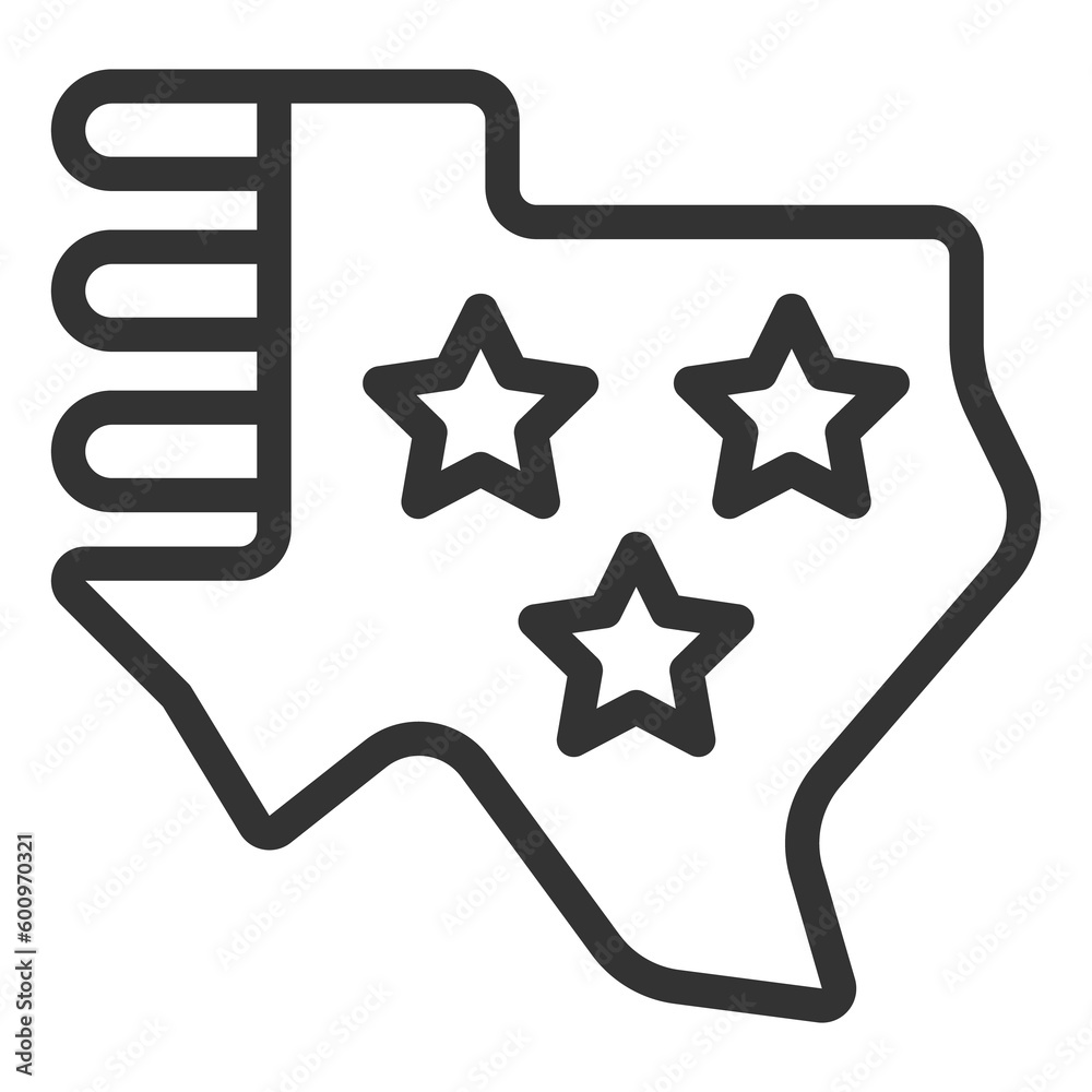 America in the form of a flag - icon, illustration on white background, outline style America in the form of a flag - icon, illustration on white background, outline style