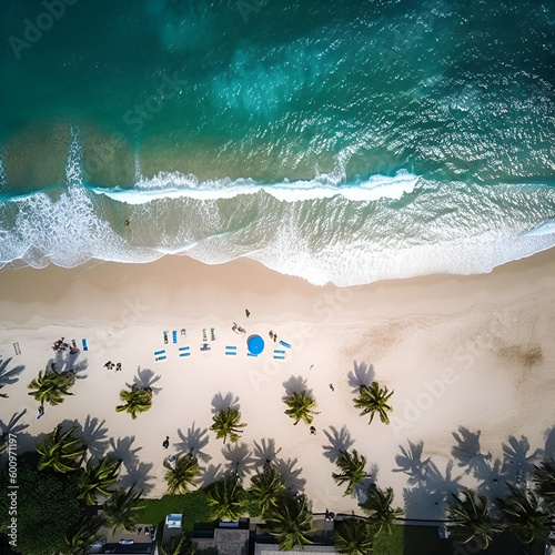 Drone Photography of tropical beach with trees