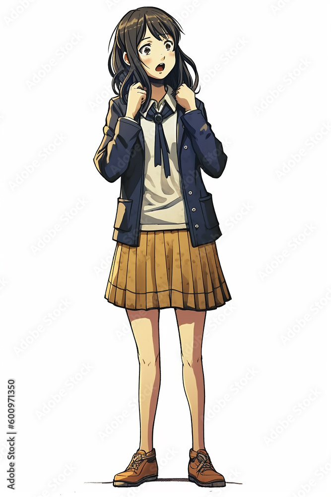 驚いた表情の女子学生,A female student with a surprised expression(generative ai) 驚いた表情の女子学生,A female student with a surprised expression(generative ai)