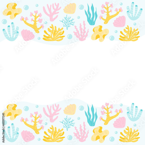 Background with coral reefs  algae and seaweed