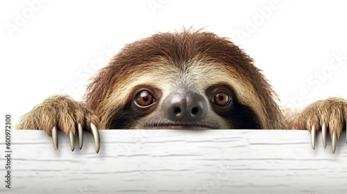 Sloth on the white background. Generative AI. photo