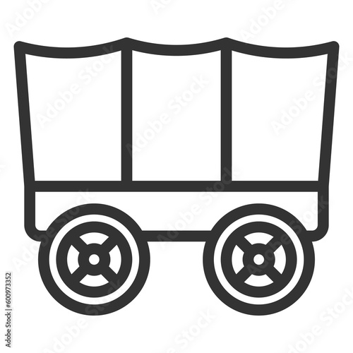 Cowboy cart, stagecoach  - icon, illustration on white background, outline style