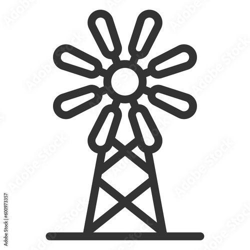 Wind pump  - icon, illustration on white background, outline style