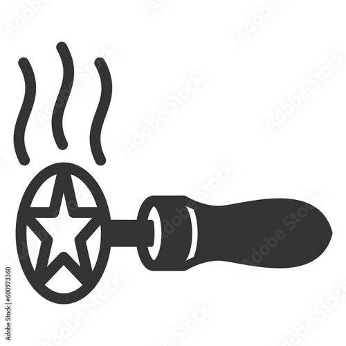 Red-hot cowboy brand  - icon, illustration on white background, glyph style