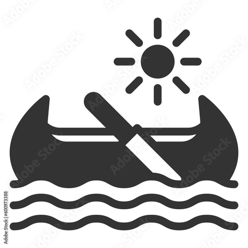 Indian pirogue on the water  - icon, illustration on white background, glyph style