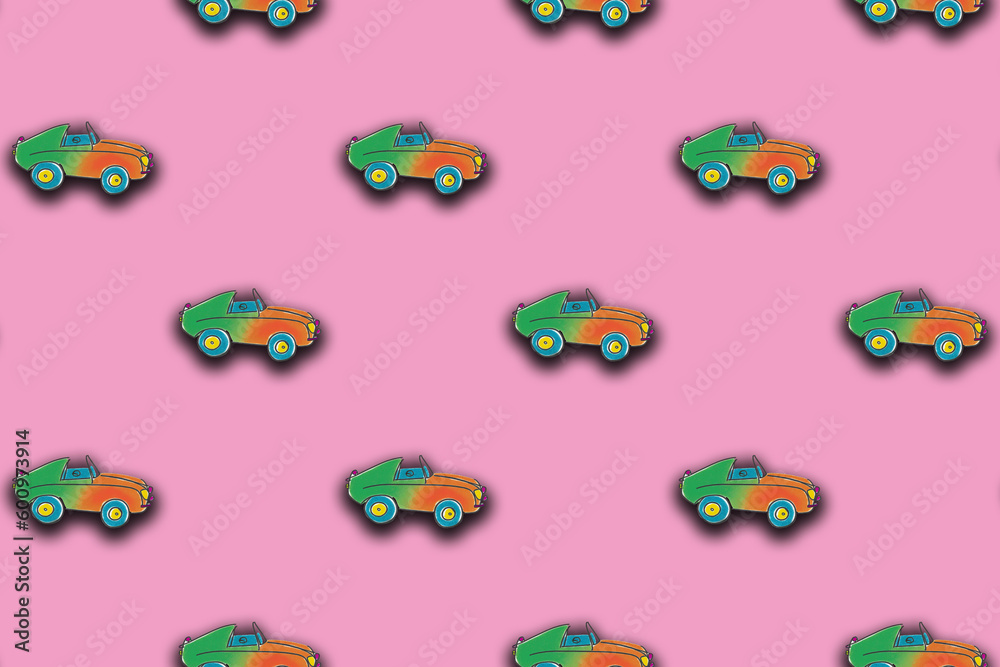 pattern with the image of a painted car. A template for superimposing something on top of something. Horizontal image. pattern with the image of a painted car. A template for superimposing something on top of something. Horizontal image.
