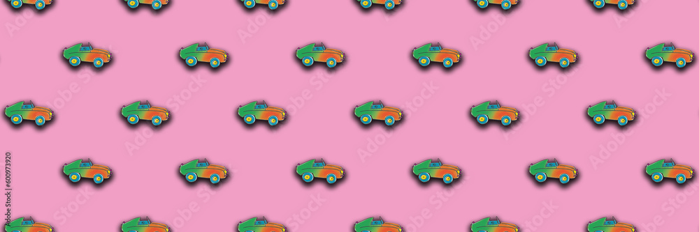 pattern with the image of a painted car. A template for superimposing something on top of something. Horizontal image. Banner for insertion into site. pattern with the image of a painted car. A template for superimposing something on top of something. Horizontal image. Banner for insertion into site.