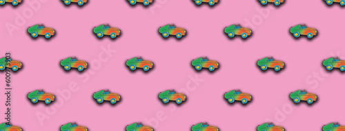 pattern with the image of a painted car. A template for superimposing something on top of something. Horizontal image. Banner for insertion into site.