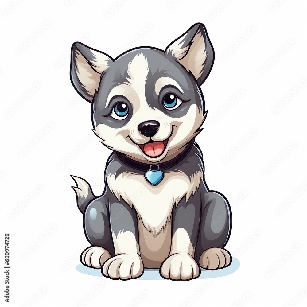 Cute smiling dog illustration art made with generative AI technology Cute smiling dog illustration art made with generative AI technology