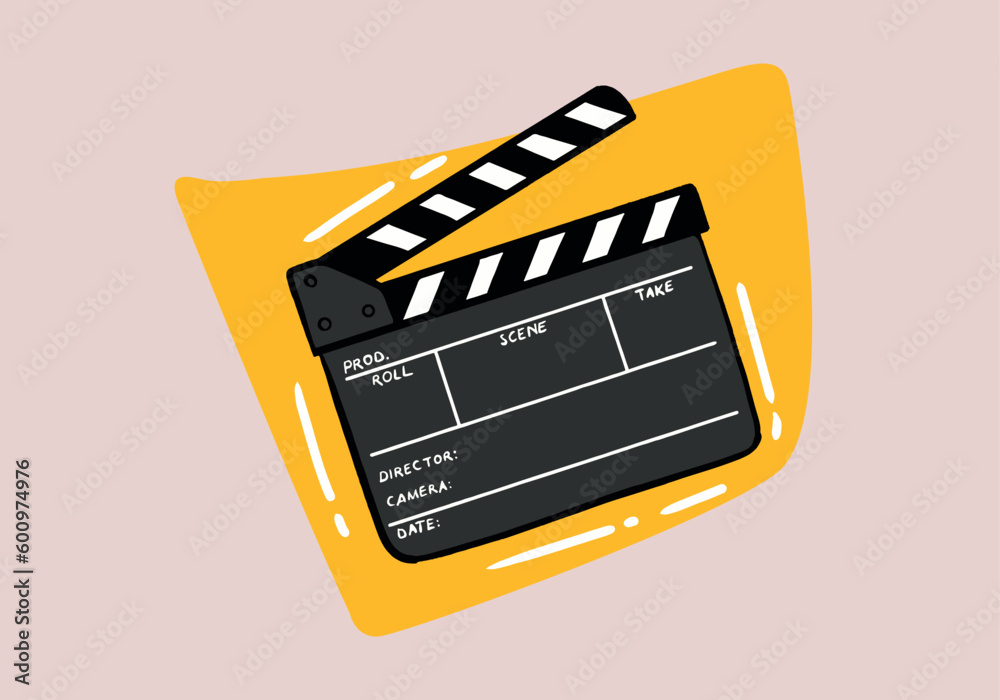 Film clapperboard isolated on background. Blank movie clapper cinema vector illustration
