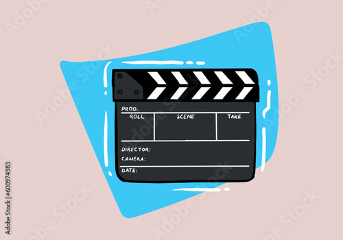 Film clapperboard isolated on background. Blank movie clapper cinema vector illustration