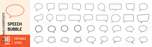 Fotografie, Obraz Speech bubbles thin line icons set