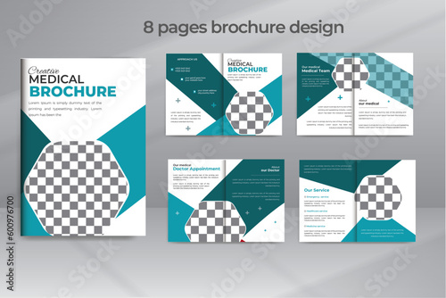 Medical Tests 8 Pages Brochure Template Design  Booklet Mockup Set 