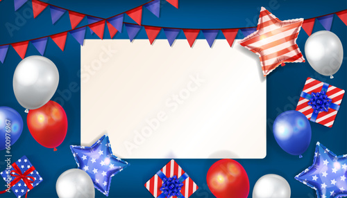 Background frame in red and blue colors for a festive day