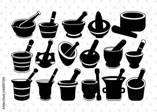 Mortar And Pestle Silhouette, Mortar And Pestle SVG, Mortar Svg, Pestle Svg, Mortar And Pestle Bundle, SB00811
