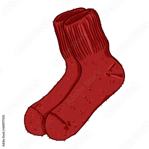 Vector Cartoon Red Woolen Socks