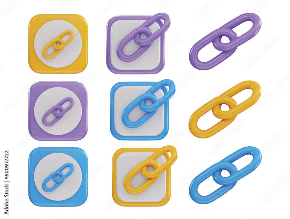 link chain icon 3d rendering vector illustration set link chain icon 3d rendering vector illustration set