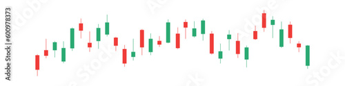 Forex Trading. Stock market candlestick  chart green and red japanese candle stick. Chart of buy and sell indicators vector illustration