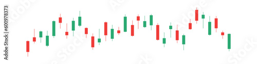 Forex Trading. Stock market candlestick, chart green and red japanese candle stick. Chart of buy and sell indicators vector illustration