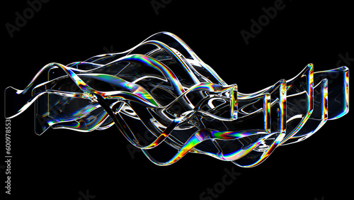 3d render illustration - Dispersion. Abstract wallpaper with glass waves. Great for your design web or print projects.