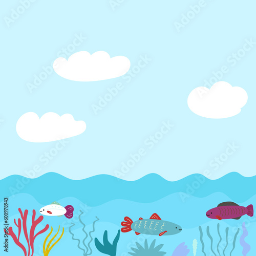 background with sea and fishes 