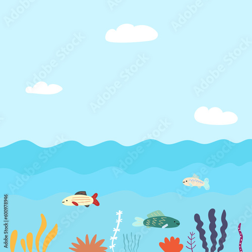 background with sea and fishes 