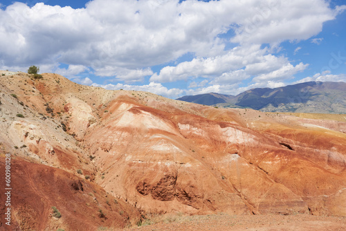The red mountains of the Altai Mountains. Beautiful photo wallpaper of the mountains.
